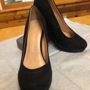 Black velvet wedge heels